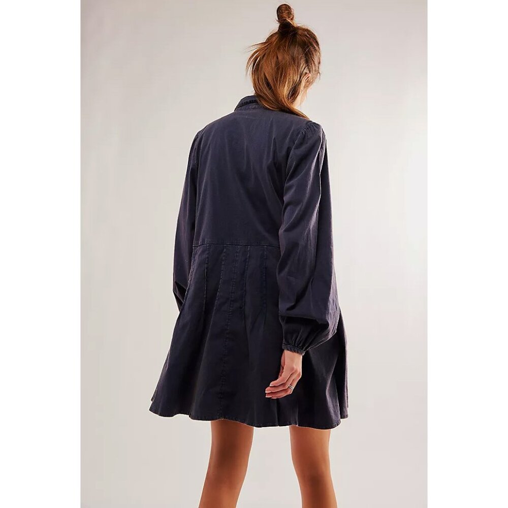 🎉LAST CHANCE🎉 FREE PEOPLE Marvelous Mia Solid Mini Dress / Dried Indigo - Picture 7 of 10